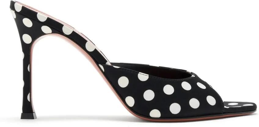 Amina Muaddi Alexa satijnen sandalen met stippen Zwart