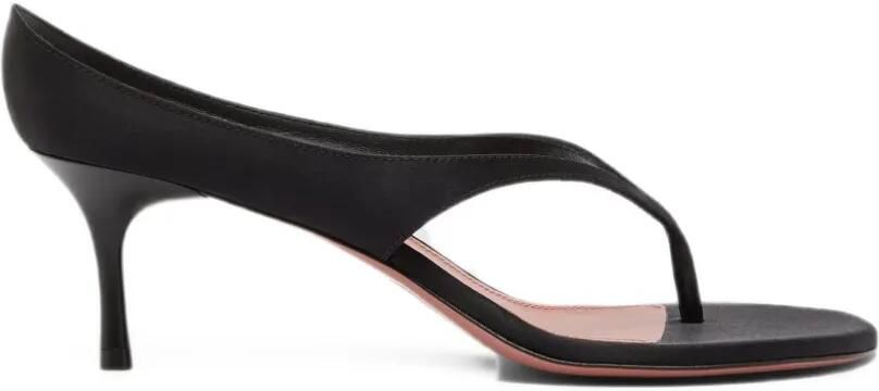 Amina Muaddi Alexandra 60 satijnen teenslippers Zwart
