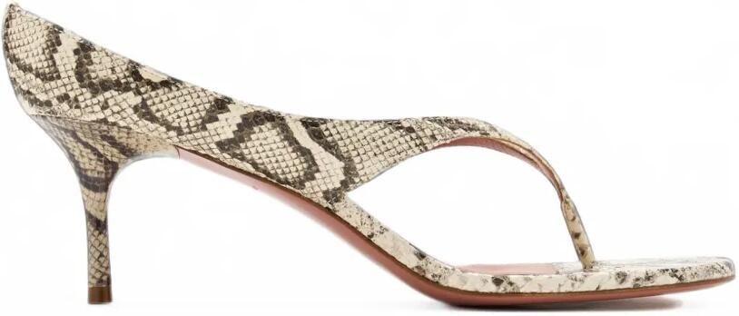 Amina Muaddi Alexandra sandalen met slangen-effect Beige
