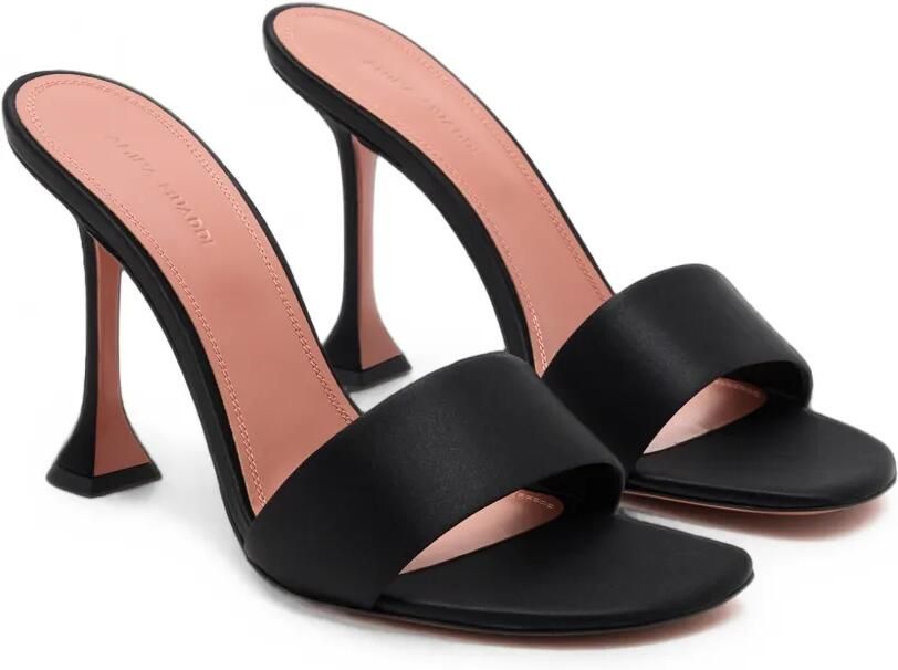 Amina Muaddi Andreea satijnen sandalen Zwart - Foto 3