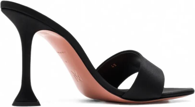 Amina Muaddi Andreea satijnen sandalen Zwart - Foto 4
