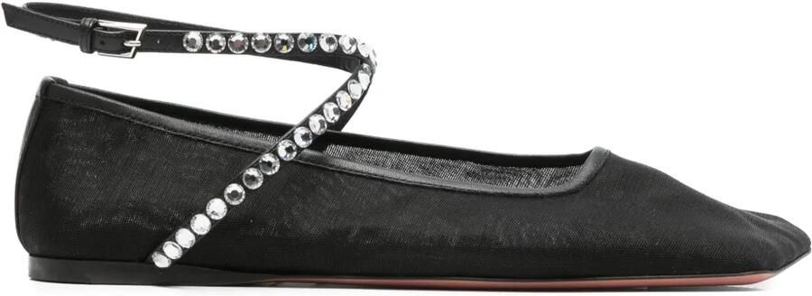Amina Muaddi Ane mesh ballerina's Zwart