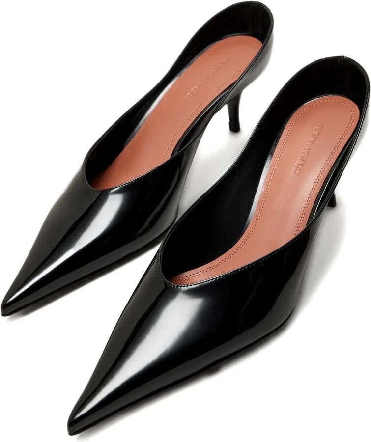 Amina Muaddi Anok 55 lakleren pumps met puntige neus Zwart - Foto 2