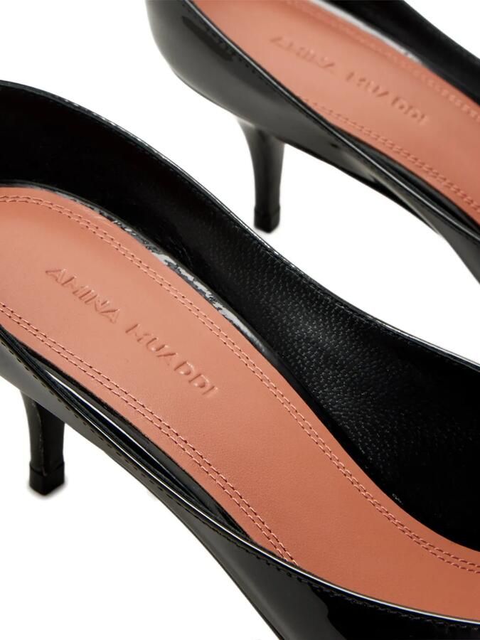 Amina Muaddi Anok 55 lakleren pumps met puntige neus Zwart - Foto 3