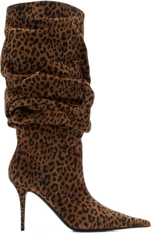 Amina Muaddi Anok leopard-print knee-high boots Bruin