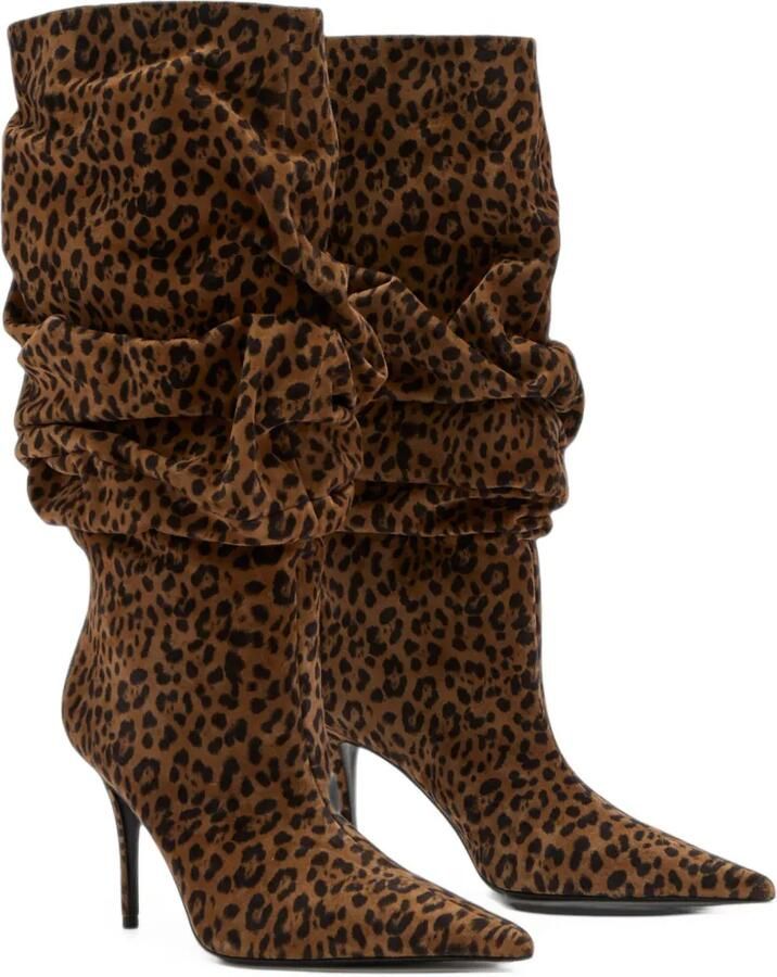 Amina Muaddi Anok leopard-print knee-high boots Bruin - Foto 2