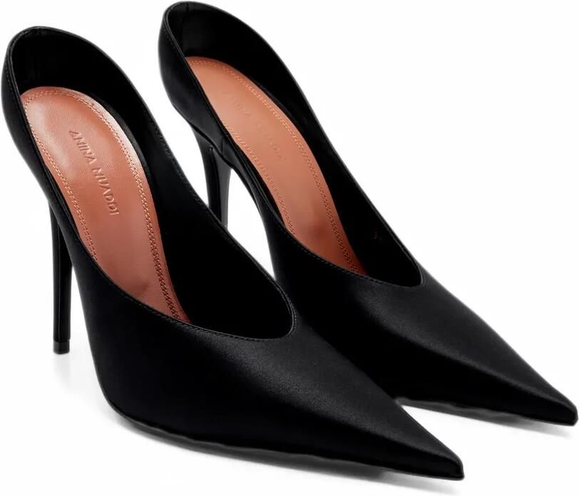 Amina Muaddi Anok mules 105 black satin Zwart - Foto 3