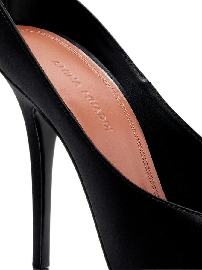 Amina Muaddi Anok mules 105 black satin Zwart - Foto 2
