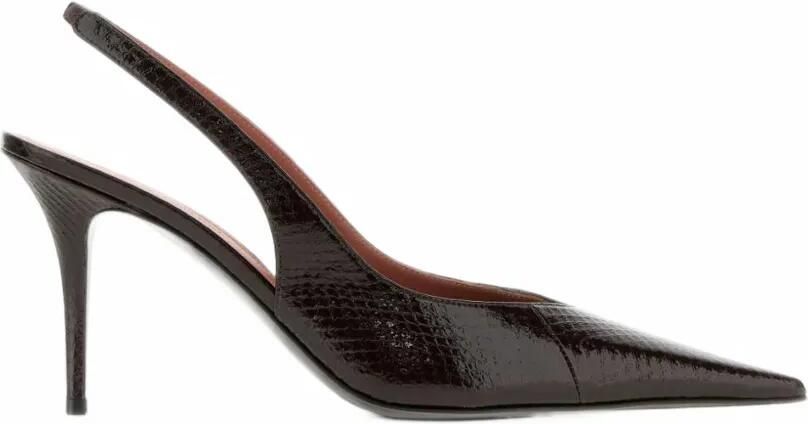 Amina Muaddi Anok Sling 90 black patent pumps Zwart
