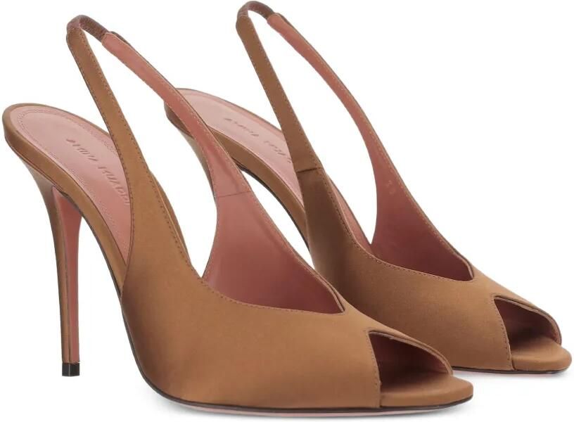 Amina Muaddi Anok slingback pumps met open neus Bruin