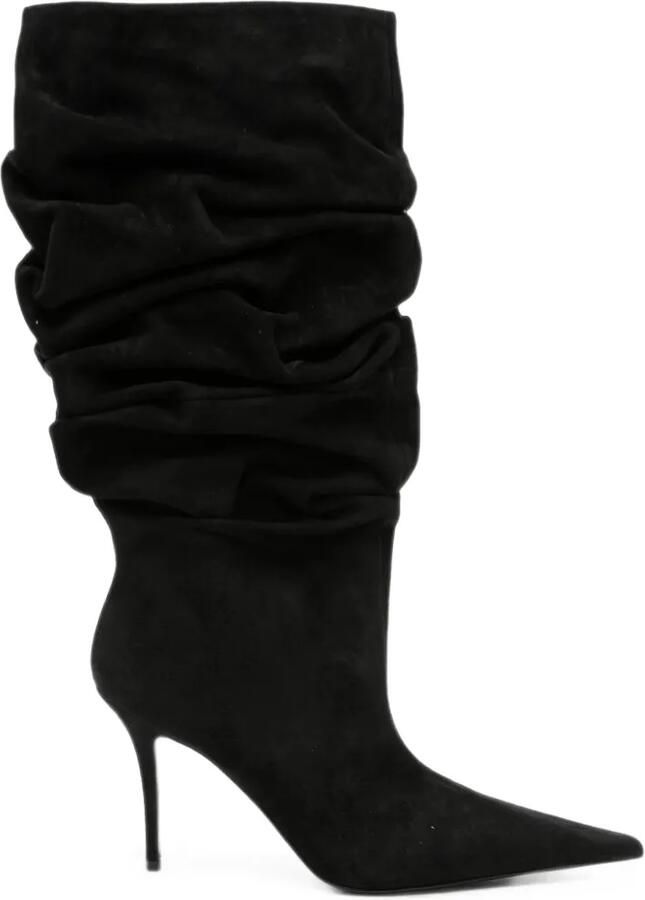 Amina Muaddi Anok slouchy knee-high boots Zwart