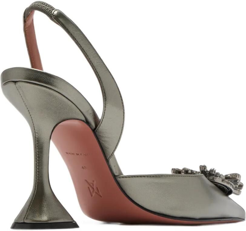 Amina Muaddi Begum crystal-embellished leather slingback pumps Zilver - Foto 2