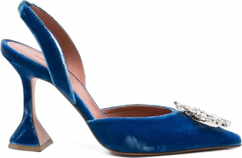 Amina Muaddi Begum crystal-embellished velvet pumps Blauw