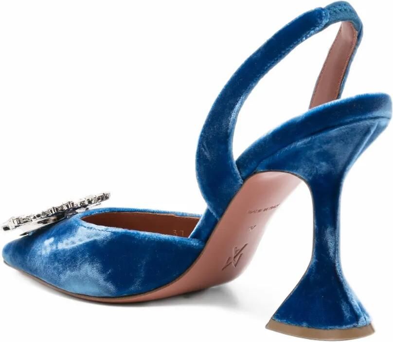 Amina Muaddi Begum crystal-embellished velvet pumps Blauw - Foto 3