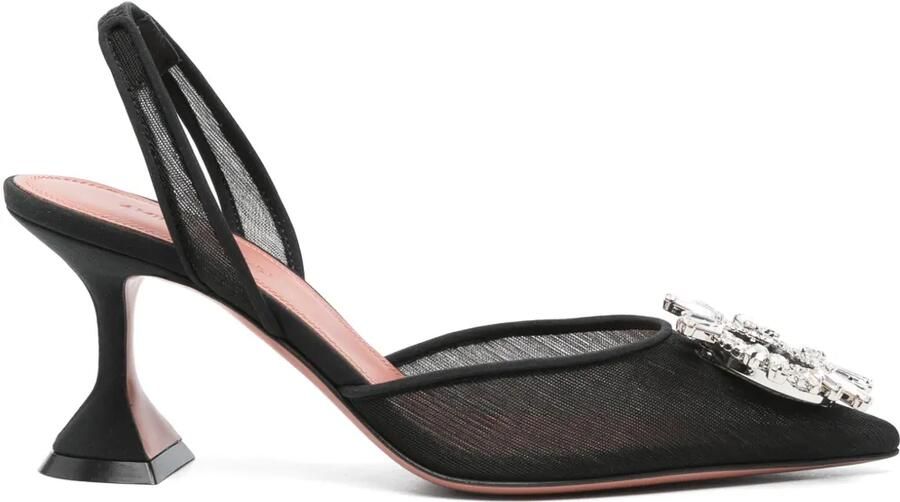 Amina Muaddi Begum Glass Sling 75mm pumps Zwart