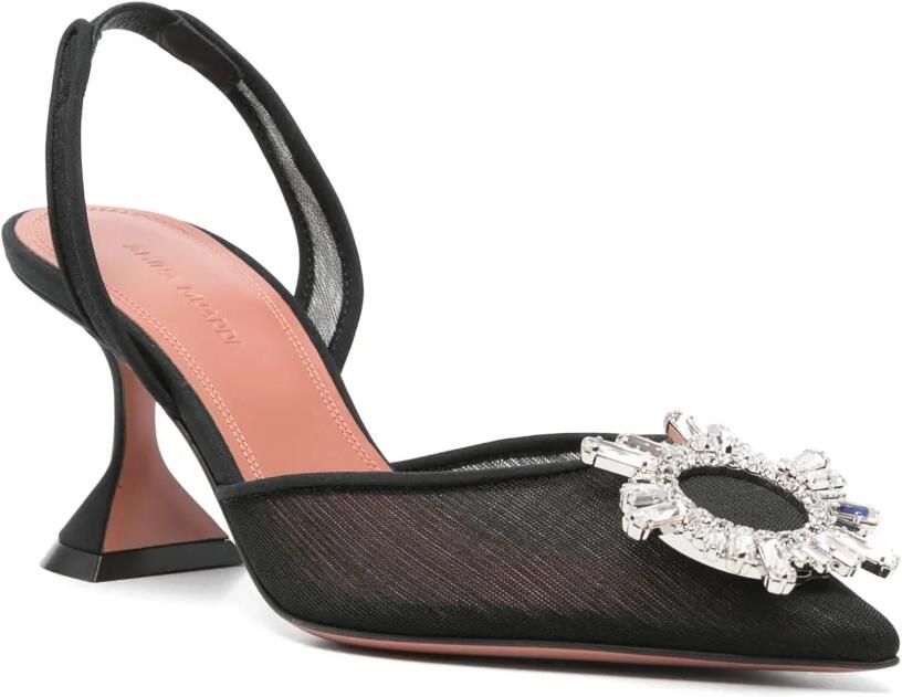 Amina Muaddi Begum Glass Sling 75mm pumps Zwart - Foto 2