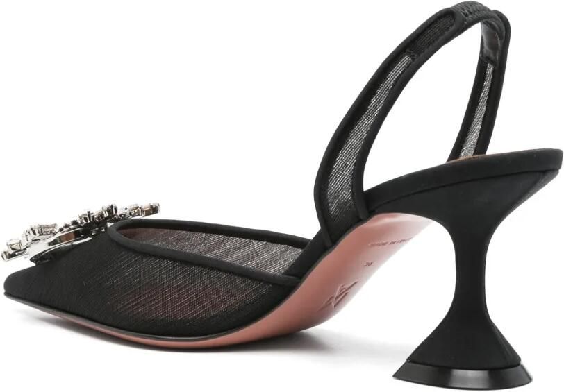 Amina Muaddi Begum Glass Sling 75mm pumps Zwart - Foto 3