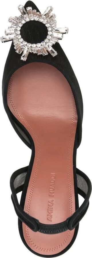 Amina Muaddi Begum Glass Sling 75mm pumps Zwart - Foto 4