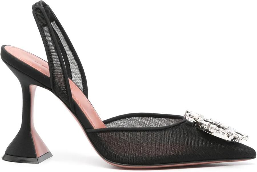 Amina Muaddi Begum Glass Sling 90mm pumps Zwart