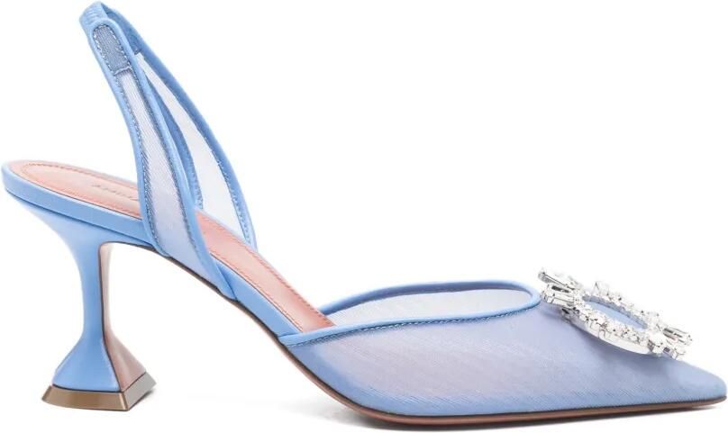 Amina Muaddi Begum mesh slingback pumps Blauw