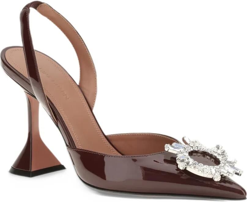 Amina Muaddi Begum sling 95 merlot patent Bruin - Foto 2