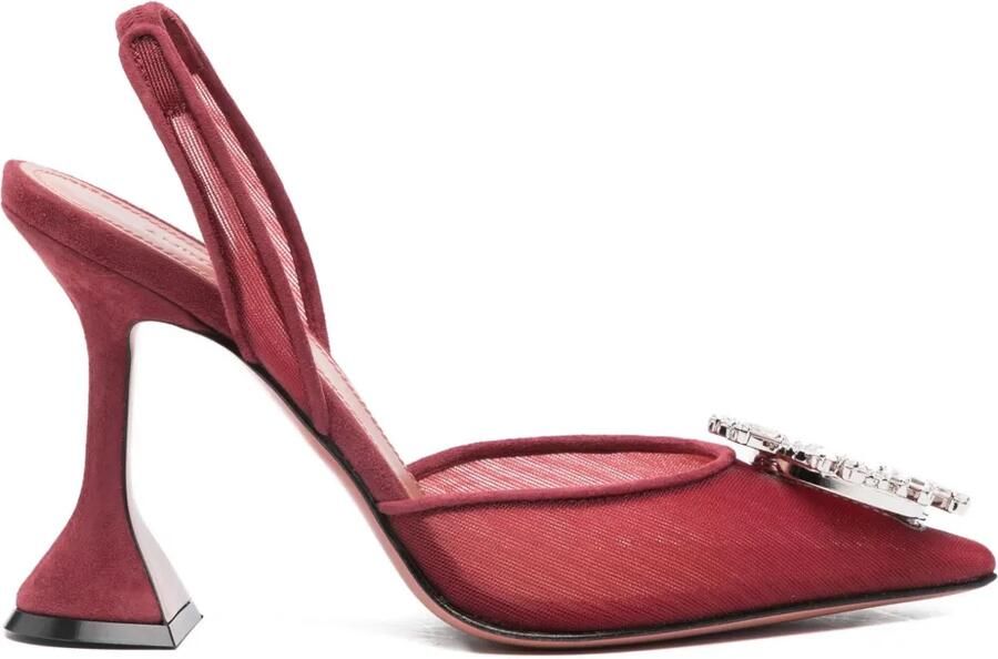 Amina Muaddi Begum sling mesh pumps Rood