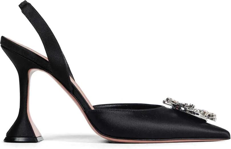Amina Muaddi Begum Sling verfraaide slingback pumps Zwart