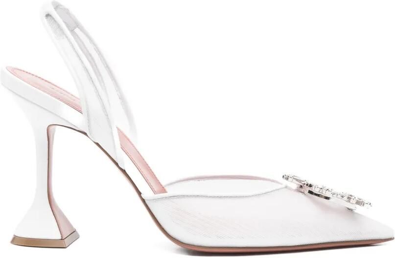 Amina Muaddi Begum verfraaide mesh pumps Wit