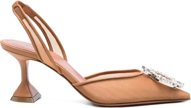 Amina Muaddi Begum verfraaide pumps Beige