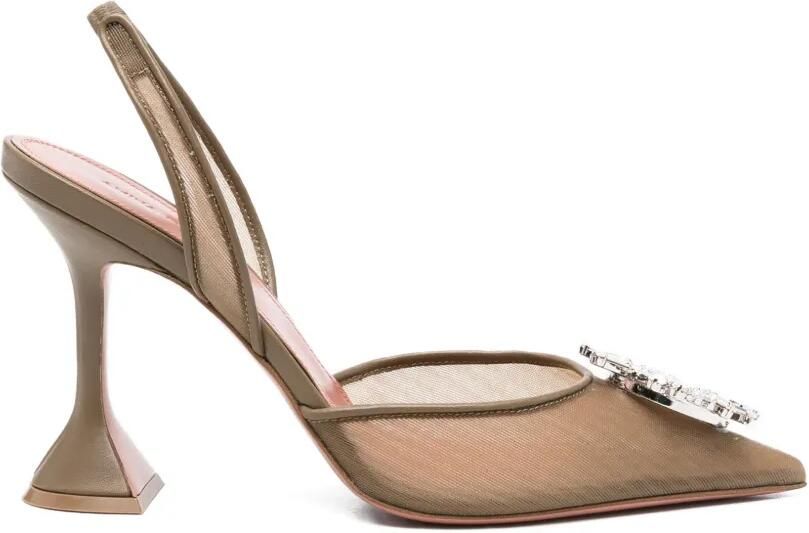 Amina Muaddi Begum verfraaide sling pumps Bruin