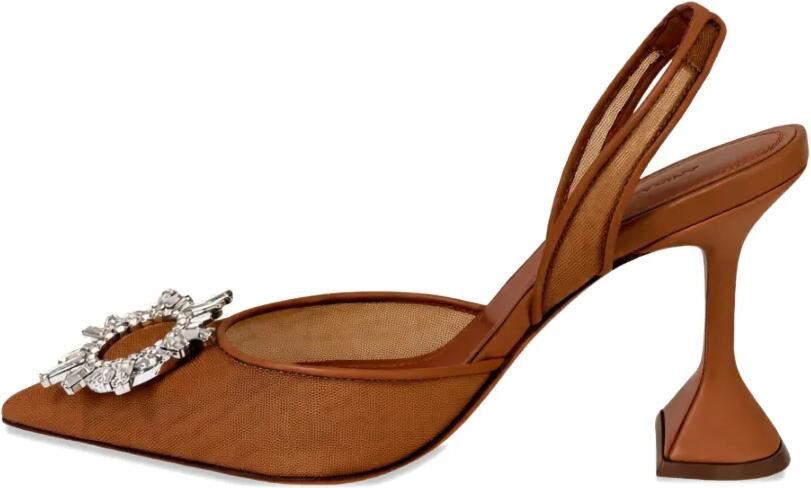 Amina Muaddi Begum verfraaide slingback pumps Beige