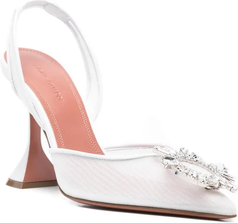 Amina Muaddi Begum verfraaide slingback pumps Wit - Foto 3