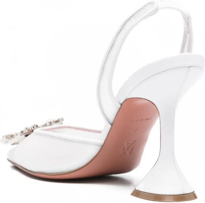 Amina Muaddi Begum verfraaide slingback pumps Wit - Foto 2
