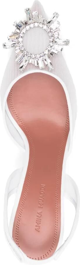 Amina Muaddi Begum verfraaide slingback pumps Wit - Foto 4