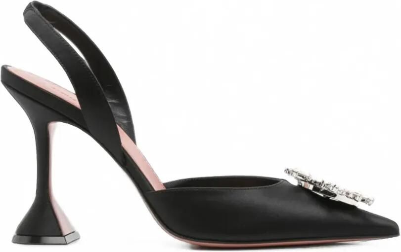 Amina Muaddi Begum verfraaide slingback pumps Zwart