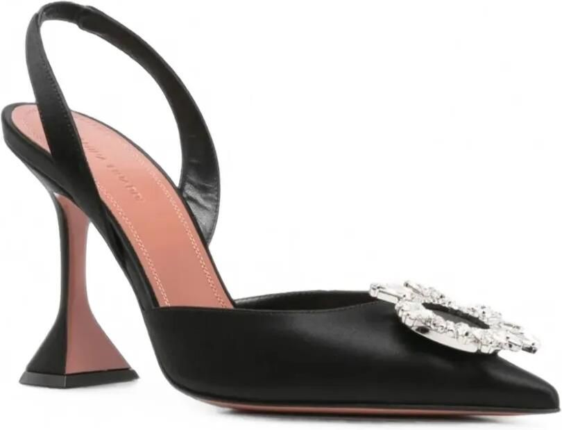 Amina Muaddi Begum verfraaide slingback pumps Zwart - Foto 3