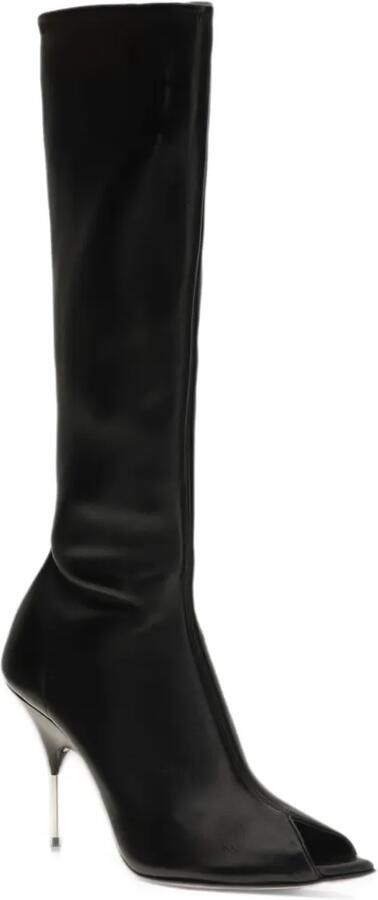 Amina Muaddi Bruna stretch boot 95 black stretch nappa Zwart - Foto 2