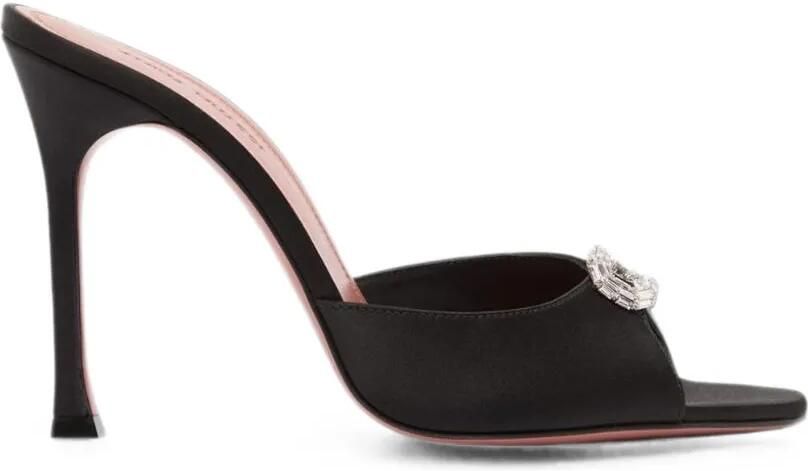Amina Muaddi Camelia 105 satijnen mini-slippers Zwart