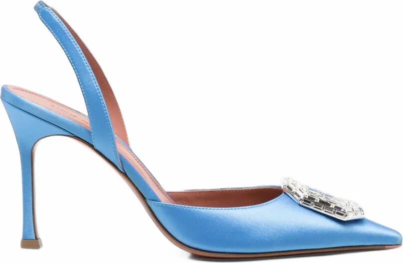 Amina Muaddi Camelia slingback pumps met kristallen Blauw