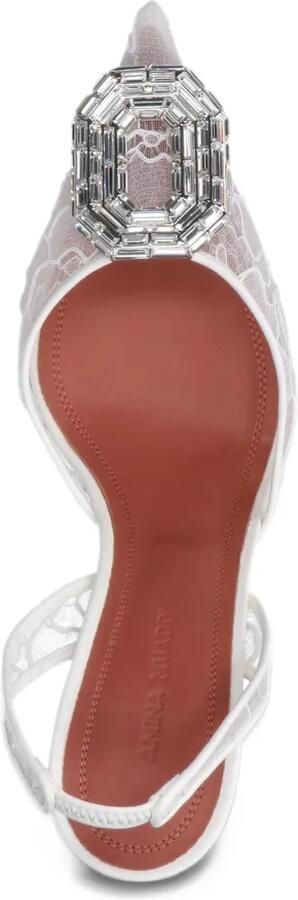 Amina Muaddi Camelia Lace Sling 90 ivory lace Wit