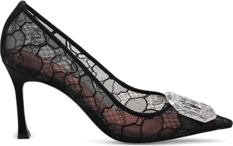Amina Muaddi Camelia pumps met kant Zwart