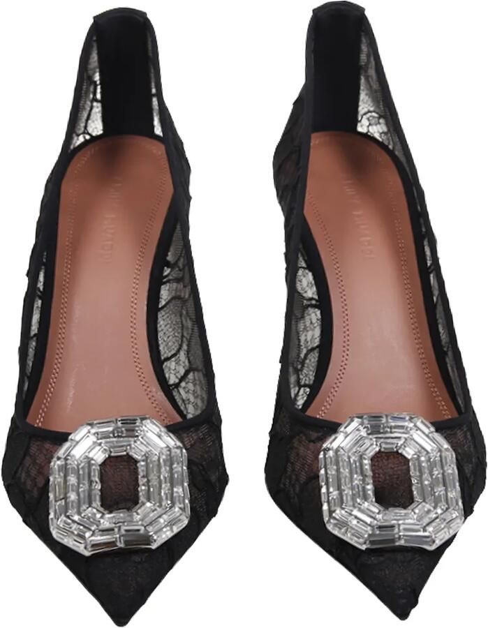 Amina Muaddi Camelia pumps met kant Zwart - Foto 3