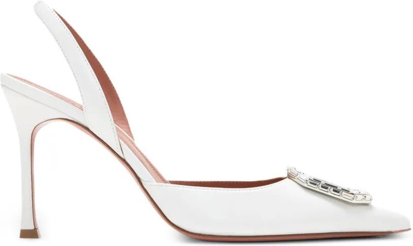 Amina Muaddi Camelia slingback pumps met kristallen Wit