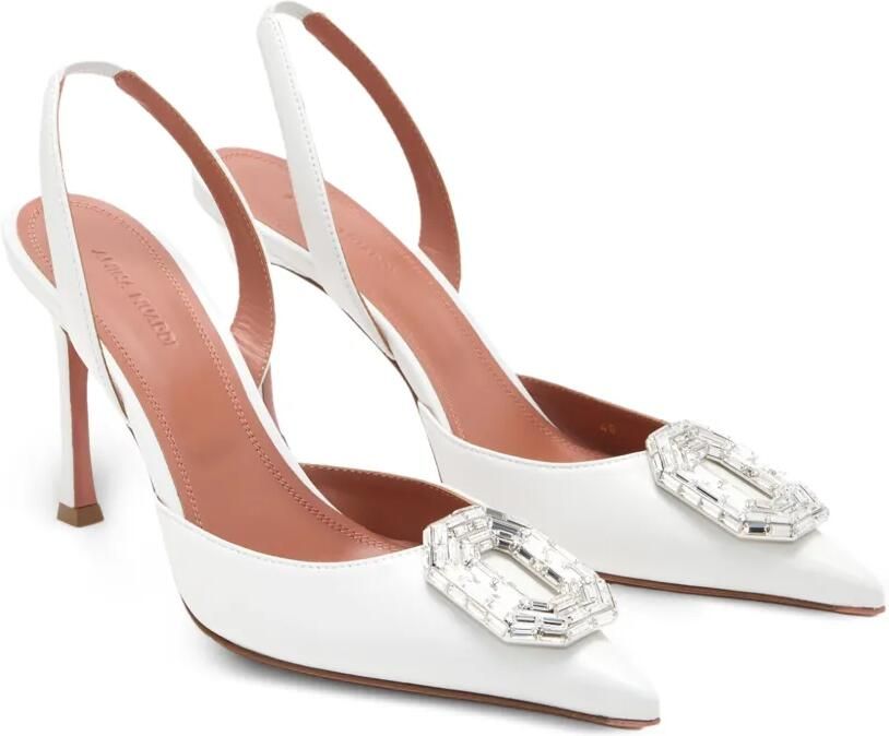 Amina Muaddi Camelia slingback pumps met kristallen Wit - Foto 3