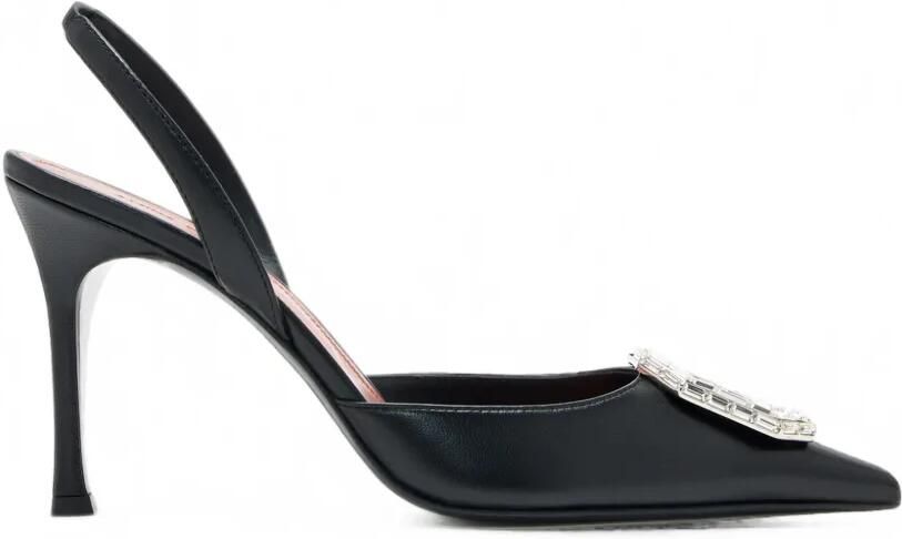 Amina Muaddi Camelia slingback pumps met kristallen Zwart