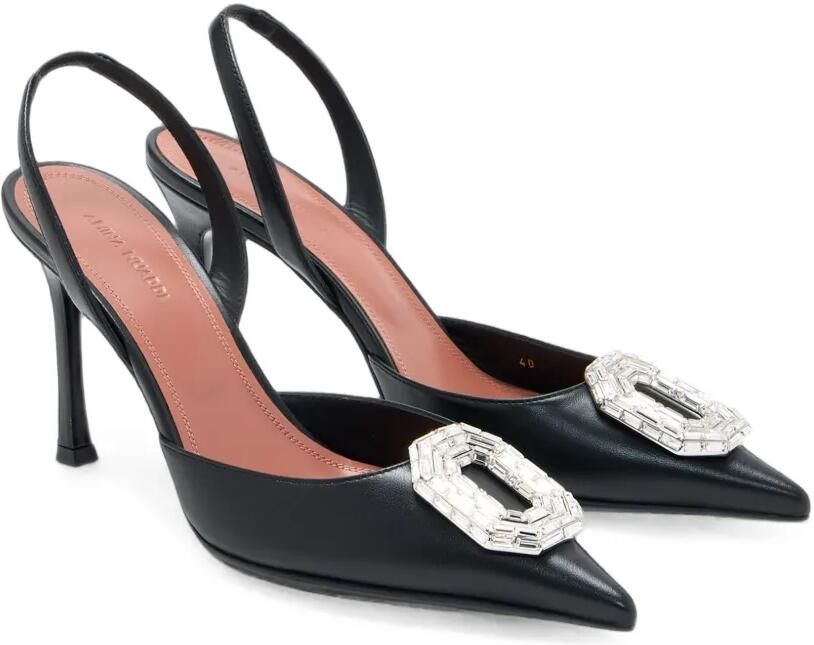 Amina Muaddi Camelia slingback pumps met kristallen Zwart - Foto 3