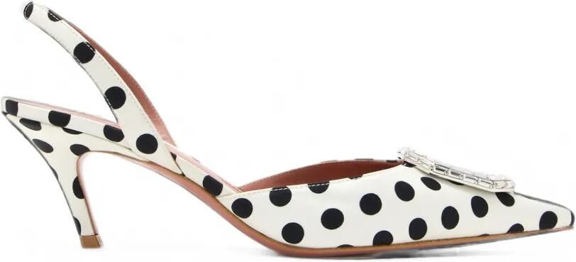 Amina Muaddi Camelia slingback pumps met stippen Wit