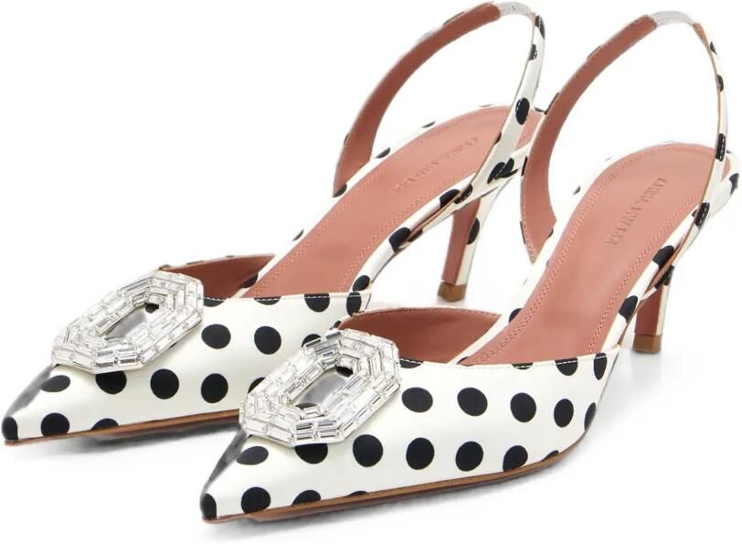 Amina Muaddi Camelia slingback pumps met stippen Wit - Foto 3