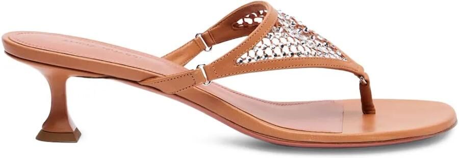 Amina Muaddi Cameron 45mm leren sandalen verfraaid met kristallen Bruin