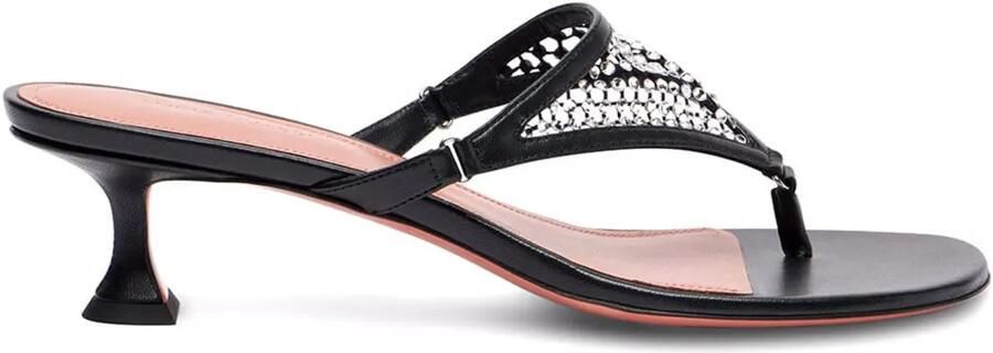 Amina Muaddi Cameron 45mm verfraaide sandalen met hak Zwart